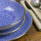 Serviço de Pratos em Hard Dolomite Grey, Light Blue ou Blue 18 Pieces - Arabian Viadurini