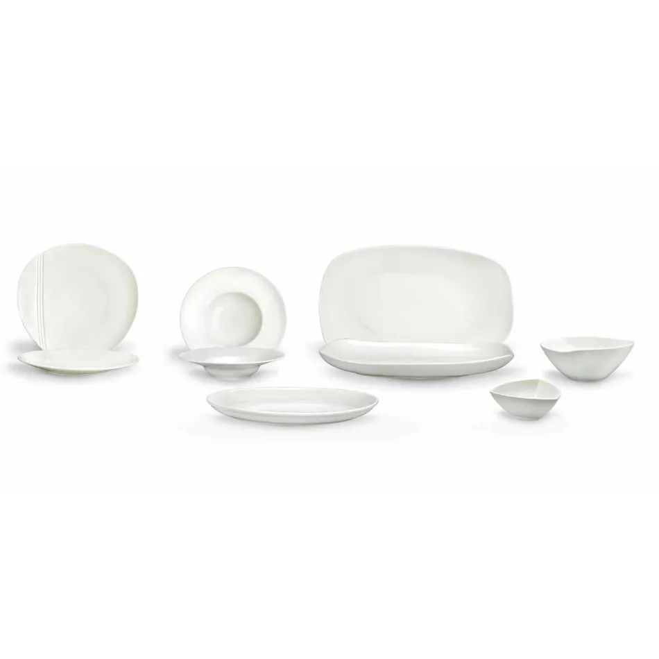 Louça de Porcelana Branca Conjunto 23 Peças Design Moderno e Elegante - Nalah Viadurini