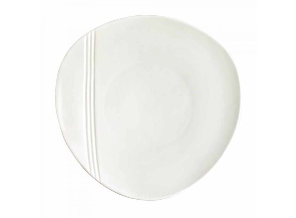 Louça de Porcelana Branca Conjunto 23 Peças Design Moderno e Elegante - Nalah Viadurini