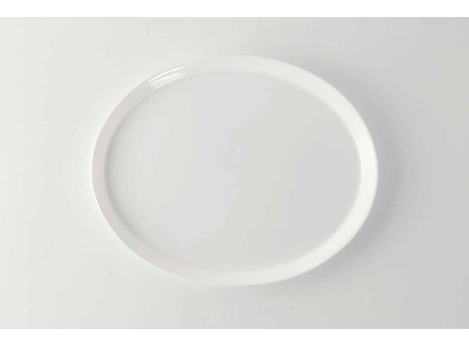 Conjunto de Pratos de Jantar Oval e Retangular Design 3 Peças em Porcelana - Egle Viadurini