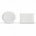 Conjunto de Pratos de Jantar Oval e Retangular Design 3 Peças em Porcelana - Egle