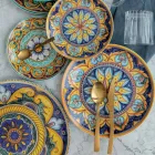 Conjunto de talheres de aço dourado cetim com efeito tartaruga 24 peças - pedra Viadurini