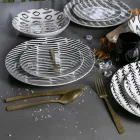 Conjunto de talheres de aço dourado cetim com efeito tartaruga 24 peças - pedra Viadurini