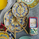 Conjunto de talheres de aço dourado cetim com efeito tartaruga 24 peças - pedra Viadurini