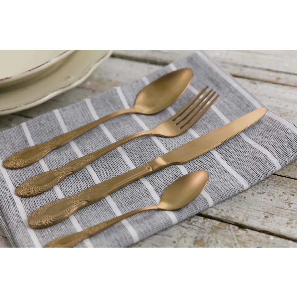 Talheres Conjunto Aço Cetim Colorido Completo 24 Peças Design - Fantasia Viadurini