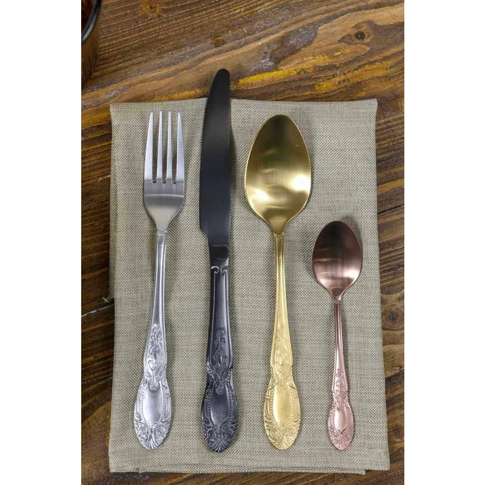 Talheres Conjunto Aço Cetim Colorido Completo 24 Peças Design - Fantasia Viadurini