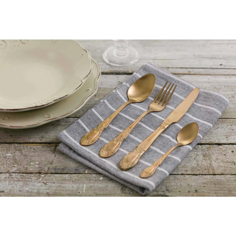 Talheres Conjunto Aço Cetim Colorido Completo 24 Peças Design - Fantasia Viadurini