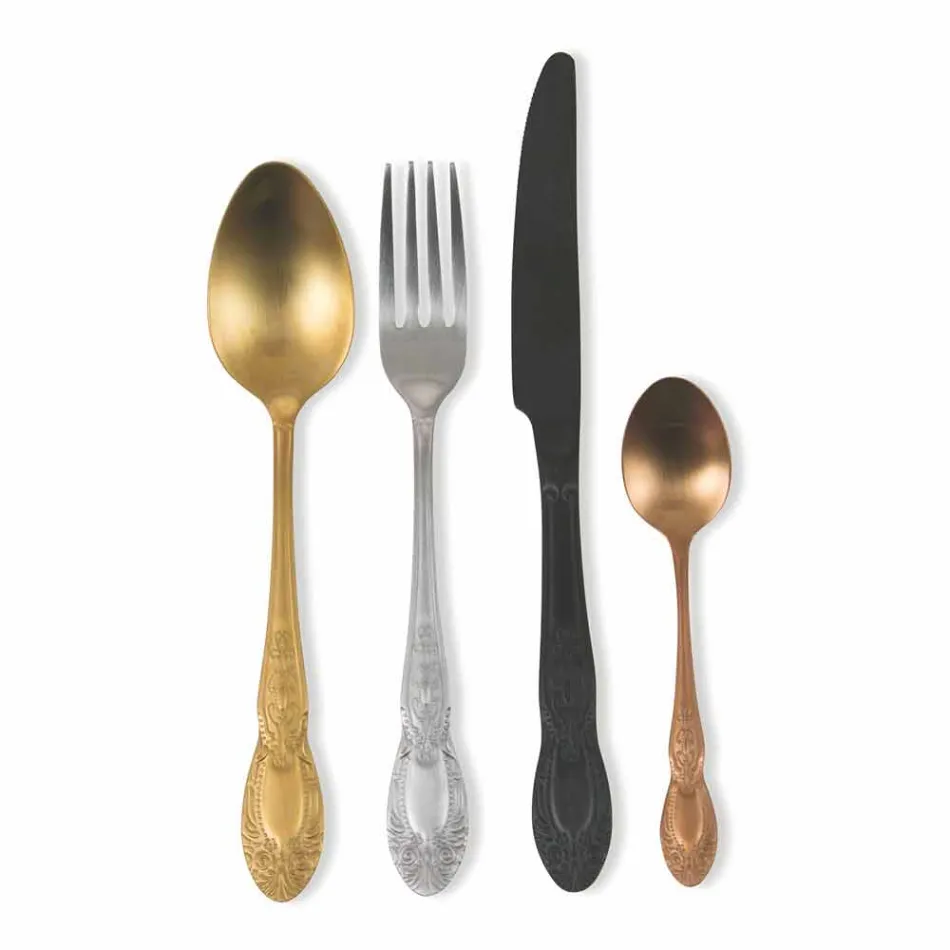 Conjunto de Talheres Aço Cetim Colorido Completo 24 Peças Design - Fantasiapos Viadurini