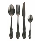 Conjunto de talheres de aço acetinado preto ou dourado com 24 peças - fantasia Viadurini