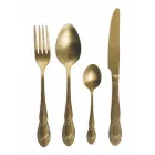 Conjunto de talheres de aço acetinado preto ou dourado com 24 peças - fantasia Viadurini