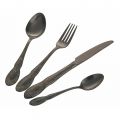 Conjunto de talheres de aço acetinado preto ou dourado com 24 peças - fantasia
