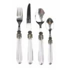 Conjunto de talheres de aço e cabo de plástico transparente 24 unidades - Palazzo Viadurini