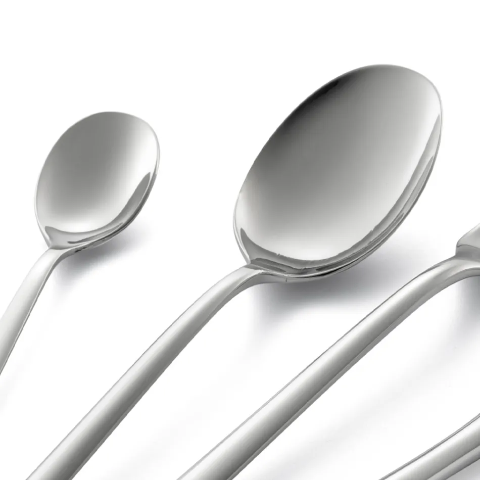 Conjunto de talheres de aço inoxidável polido com design quadrado 24 peças - Bumbun Viadurini