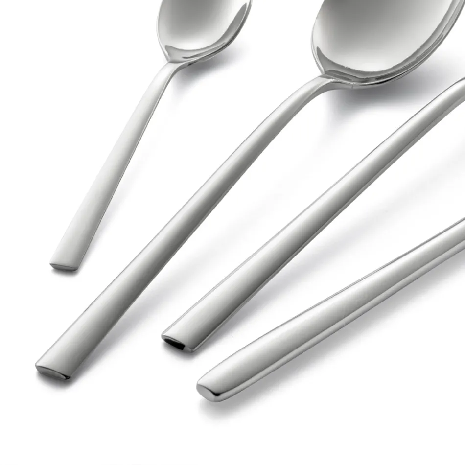 Conjunto de talheres de aço inoxidável polido com design quadrado 24 peças - Bumbun Viadurini