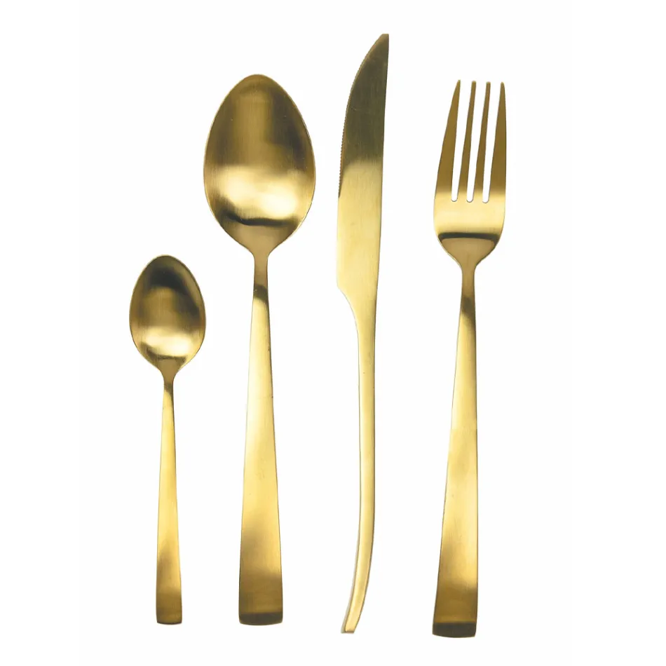 Conjunto de talheres de aço mate de prata, ouro ou cobre 24 peças - Borough Viadurini
