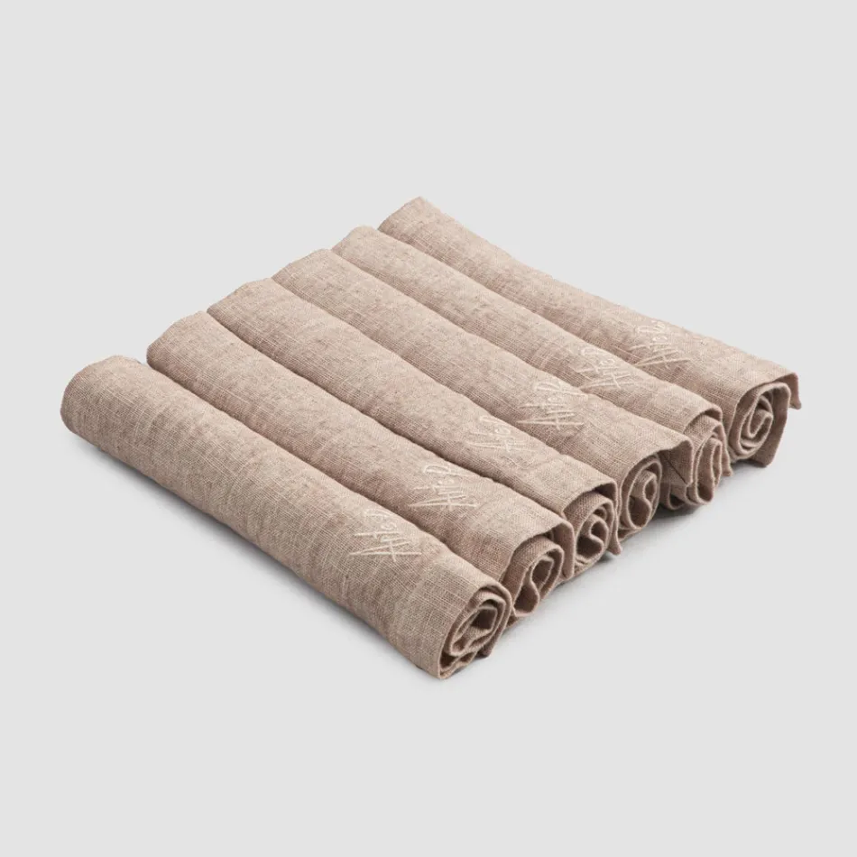 Serviço de guardanapo de linho elegante com borda dobrável, 6 peças coloridas - Onestini Viadurini