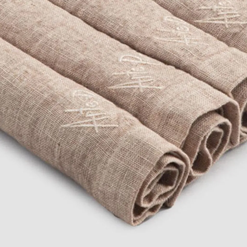 Serviço de guardanapo de linho elegante com borda dobrável, 6 peças coloridas - Onestini Viadurini