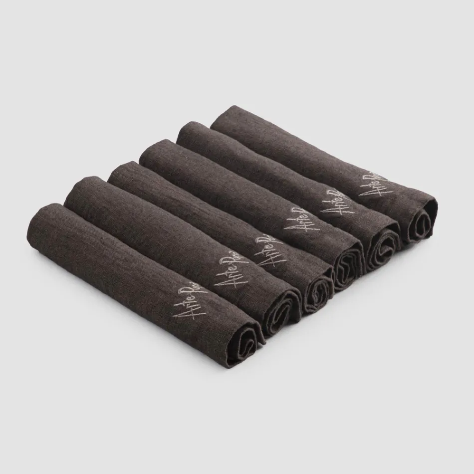 Serviço de guardanapo de linho elegante com borda dobrável, 6 peças coloridas - Onestini Viadurini