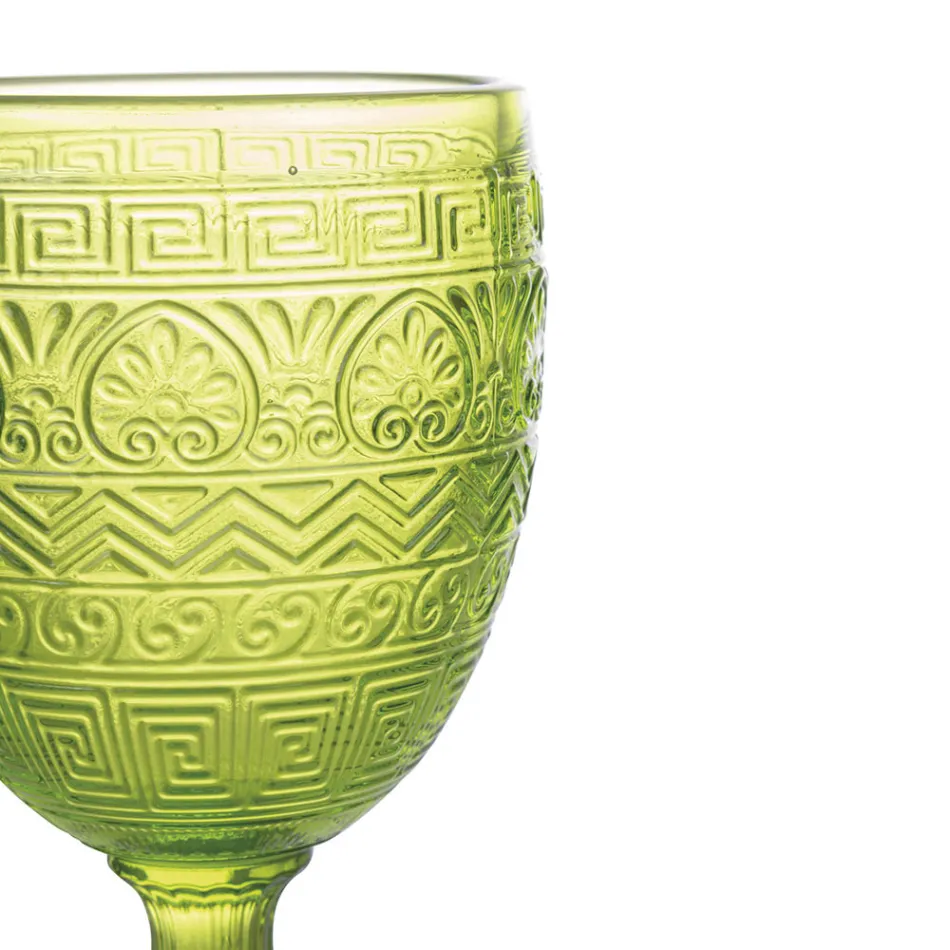 Conjunto de 12 Taças 210 ml em Vidro Colorido e Relevo - Pôr do Sol Viadurini