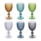 Conjunto de 12 Taças 210 ml em Vidro Colorido e Relevo - Pôr do Sol Viadurini