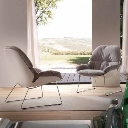 Conjunto de 2 poltronas Betulla, com concha branca e almofada cinza Viadurini