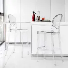 Conjunto de 2 banquetas de design moderno Bosa, feito de policarbonato transparente Viadurini