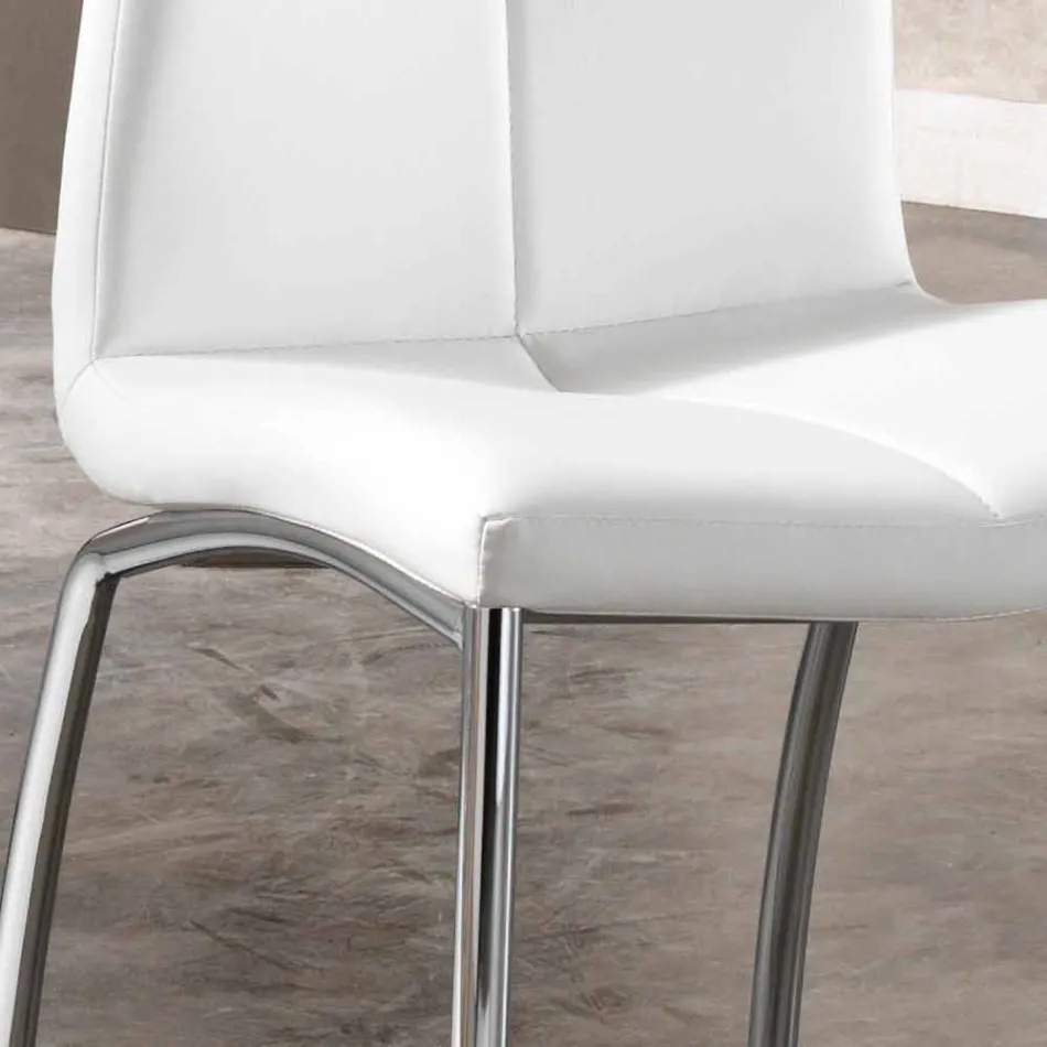 04 de setembro cadeiras design moderno couro sintético e metal cromado Alba Viadurini