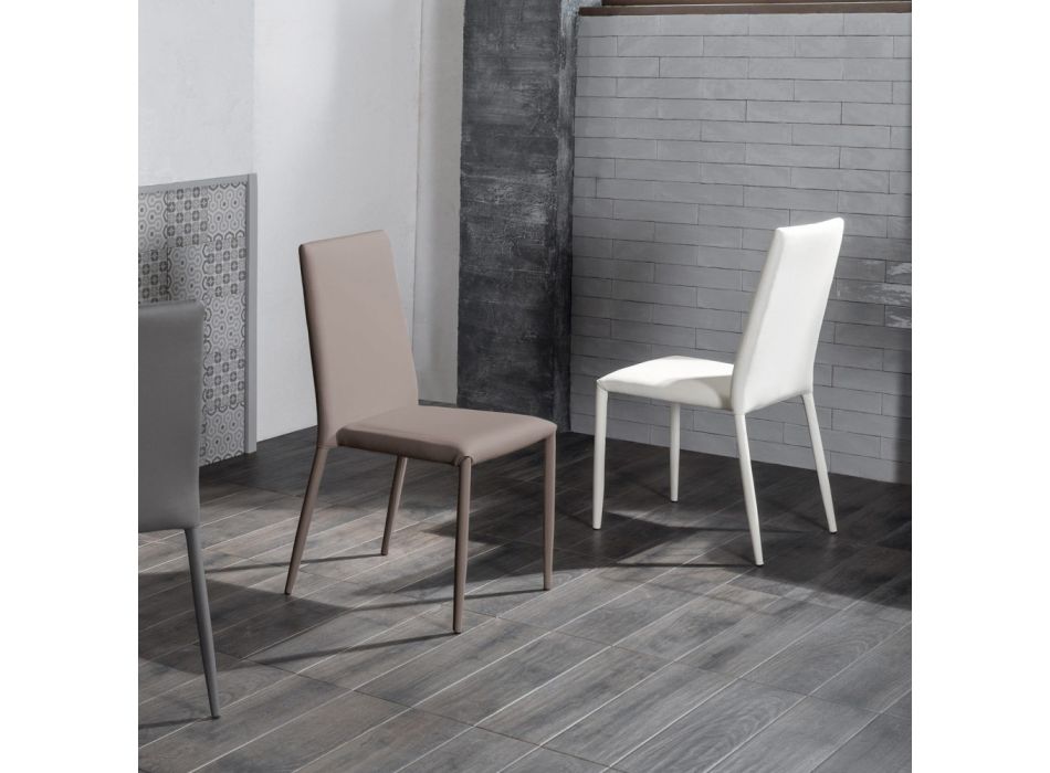 Conjunto de 4 cadeiras de couro ecológico Dora, design moderno Viadurini
