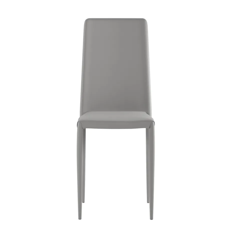 Conjunto de 4 cadeiras modernas em couro ecológico branco, cinza ou cinza-pombo - Dora Viadurini