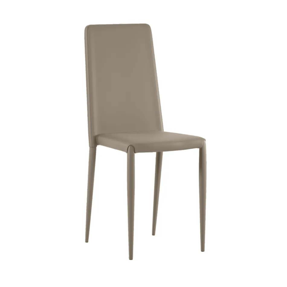 Conjunto de 4 cadeiras modernas em couro ecológico branco, cinza ou cinza-pombo - Dora Viadurini