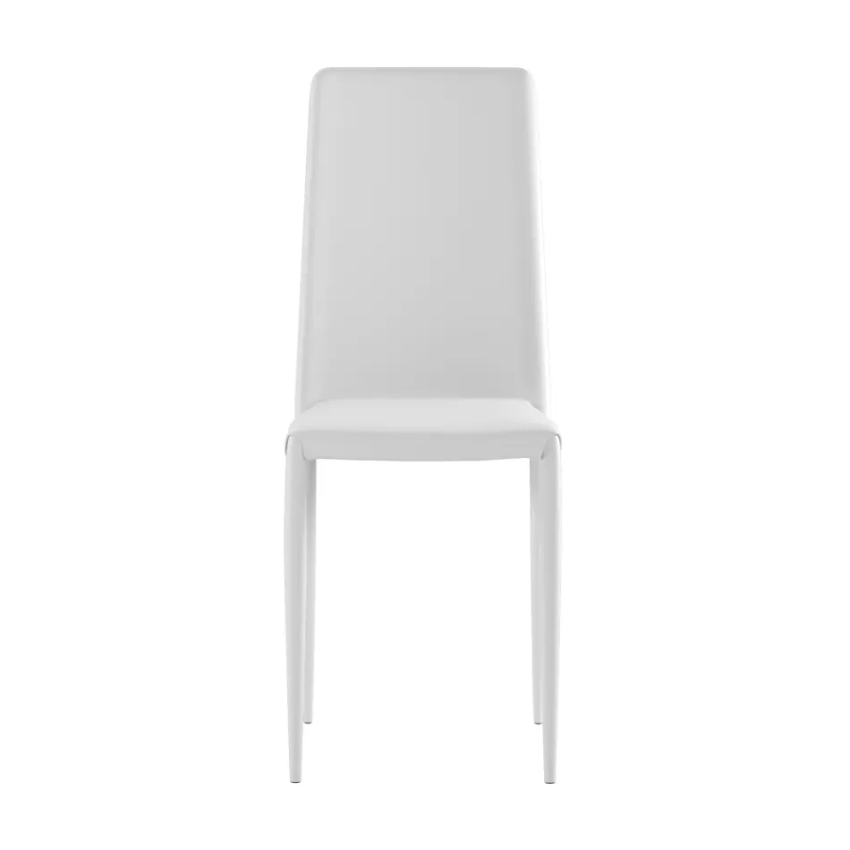 Conjunto de 4 cadeiras modernas em couro ecológico branco, cinza ou cinza-pombo - Dora Viadurini