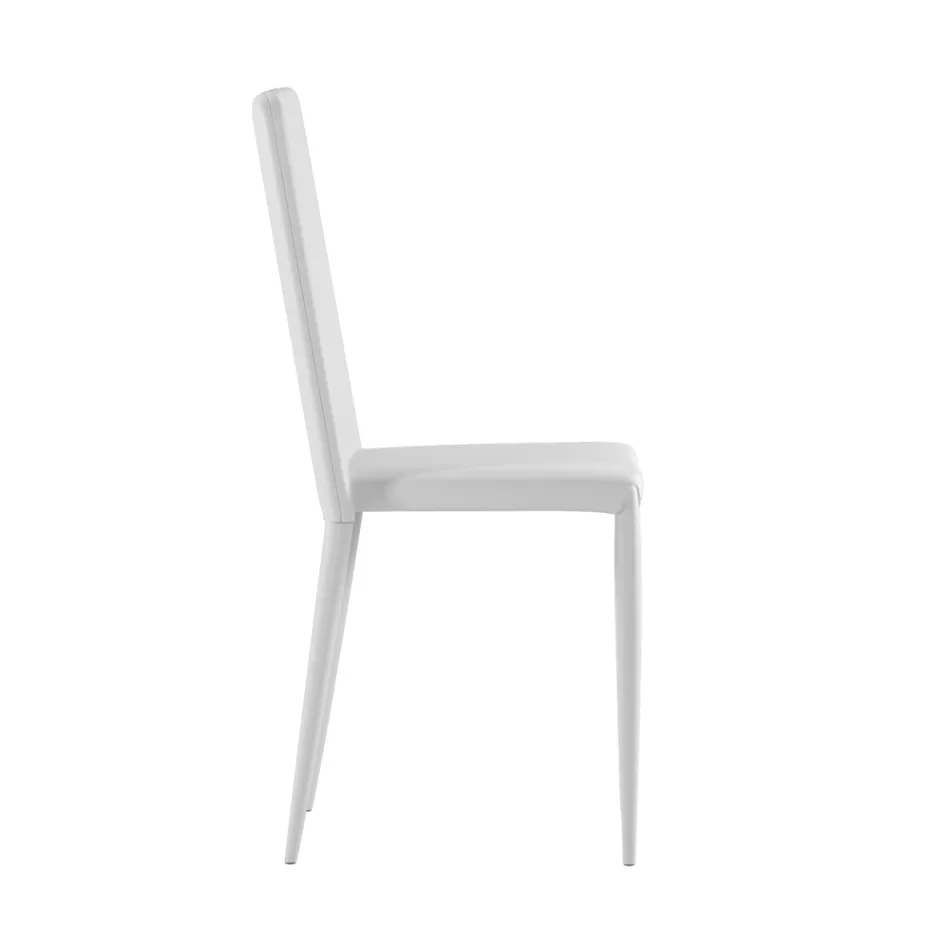 Conjunto de 4 cadeiras modernas em couro ecológico branco, cinza ou cinza-pombo - Dora Viadurini