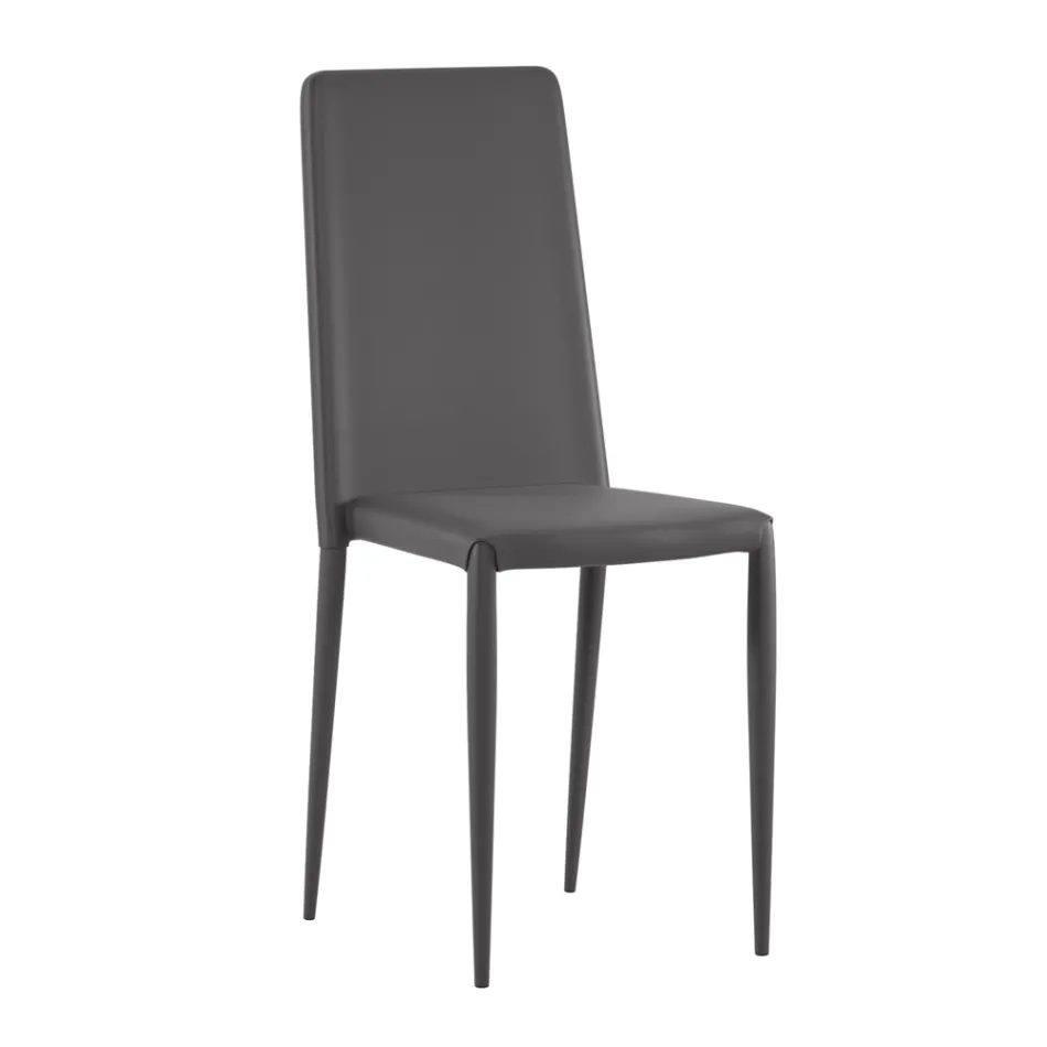 Conjunto de 4 cadeiras modernas em couro ecológico branco, cinza ou cinza-pombo - Dora Viadurini