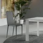 Conjunto de 4 cadeiras modernas em couro ecológico branco, cinza ou cinza-pombo - Dora Viadurini