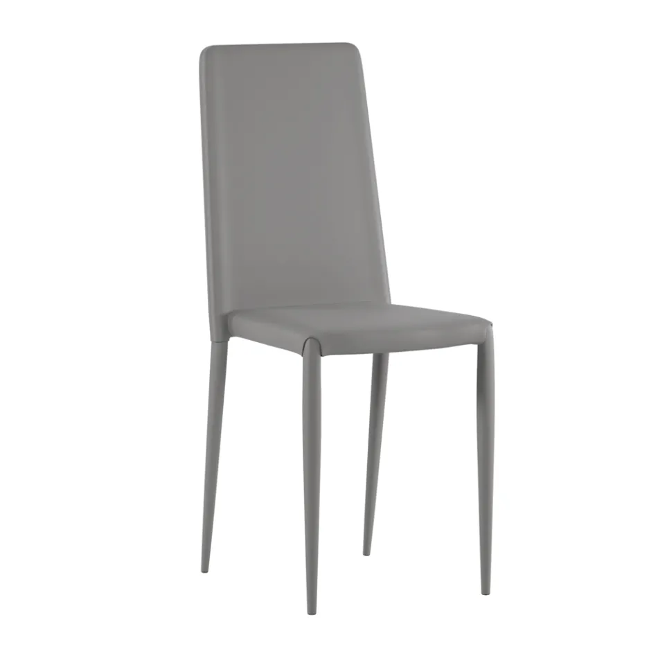 Conjunto de 4 cadeiras modernas em couro ecológico branco, cinza ou cinza-pombo - Dora Viadurini