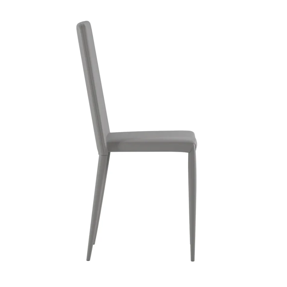 Conjunto de 4 cadeiras modernas em couro ecológico branco, cinza ou cinza-pombo - Dora Viadurini