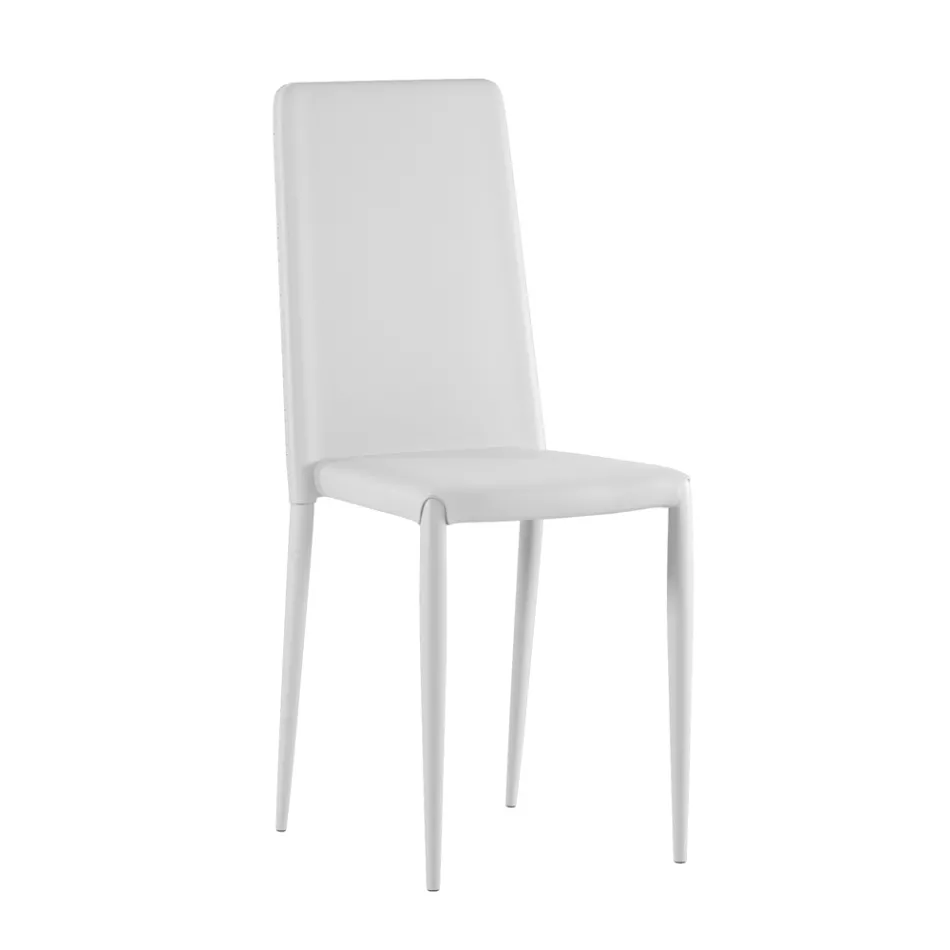 Conjunto de 4 cadeiras modernas em couro ecológico branco, cinza ou cinza-pombo - Dora Viadurini