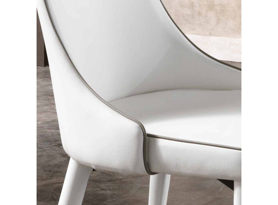 4 de setembro cadeiras modernas em couro branco ou cinza Ophelia imitação Viadurini