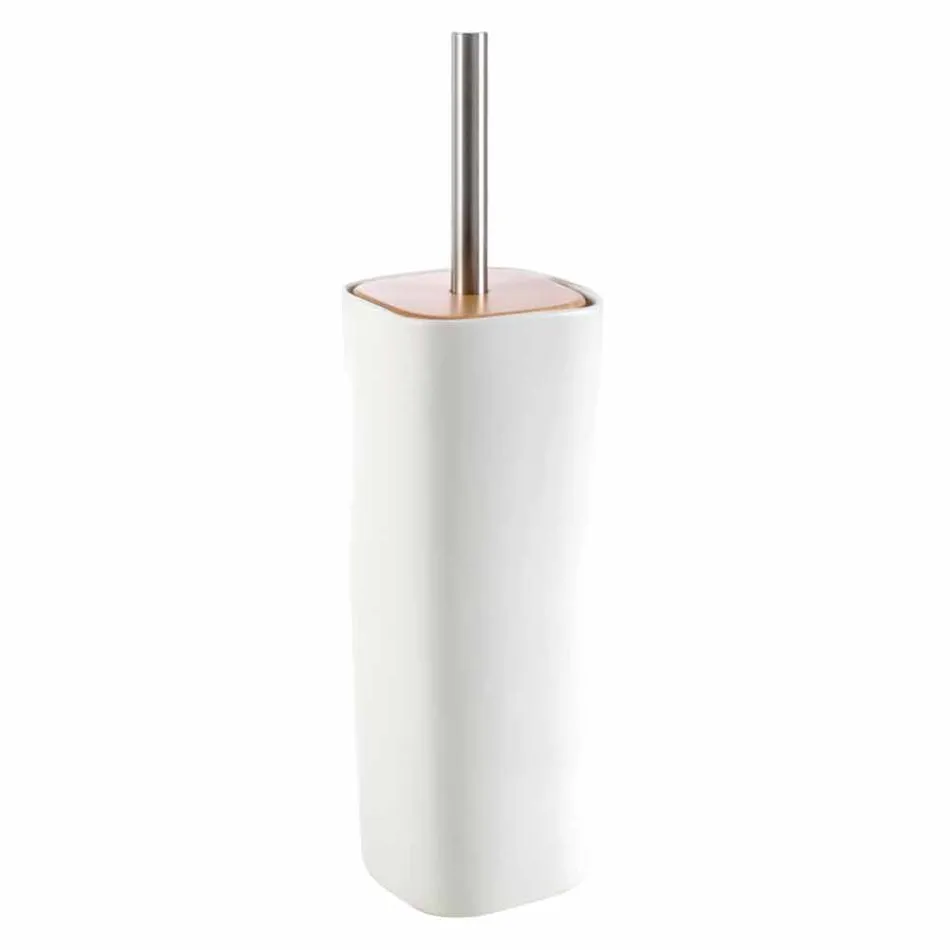 Carsoli moderno conjunto de acessórios de banheiro em cerâmica e madeira Viadurini