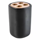 Carsoli moderno conjunto de acessórios de banheiro em cerâmica e madeira Viadurini