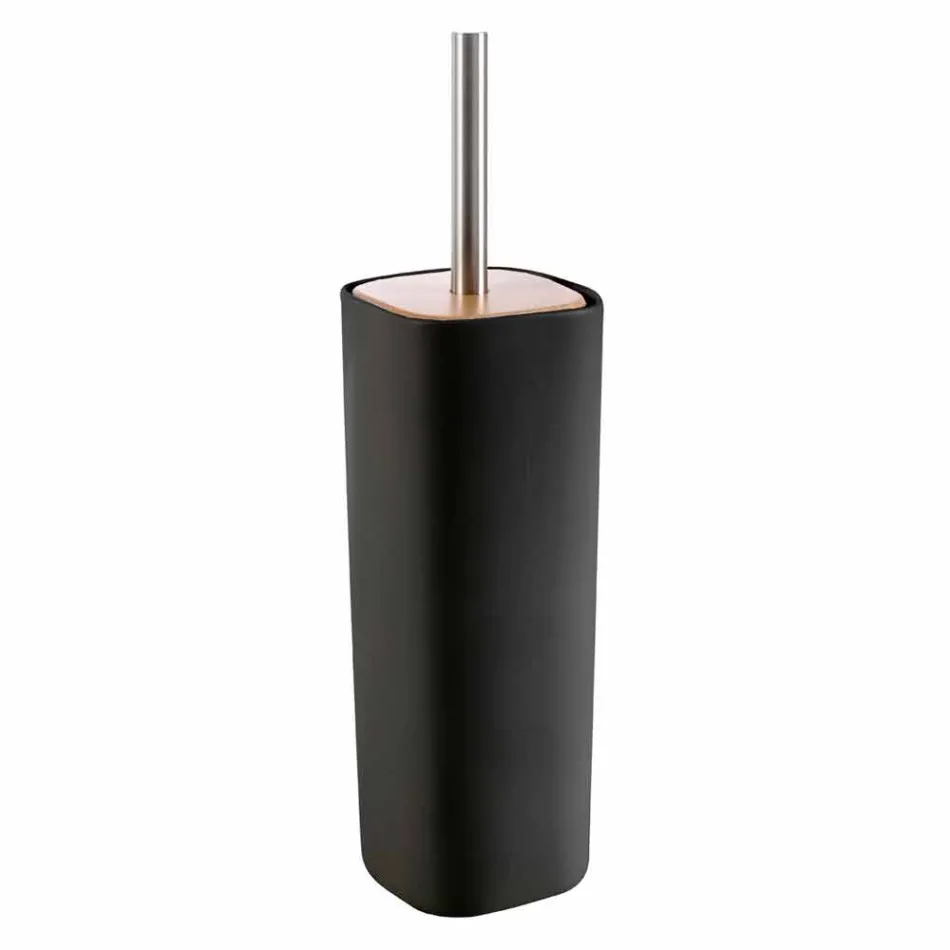 Carsoli moderno conjunto de acessórios de banheiro em cerâmica e madeira Viadurini