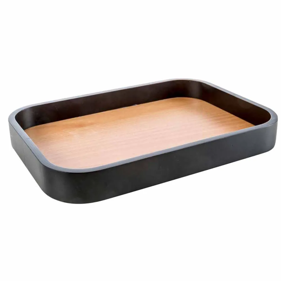 Carsoli moderno conjunto de acessórios de banheiro em cerâmica e madeira Viadurini