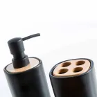 Carsoli moderno conjunto de acessórios de banheiro em cerâmica e madeira Viadurini