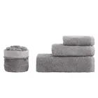 Conjunto de banheiro de 8 peças em tecido turco de algodão puro, tingido em todas as roupas - liso Viadurini