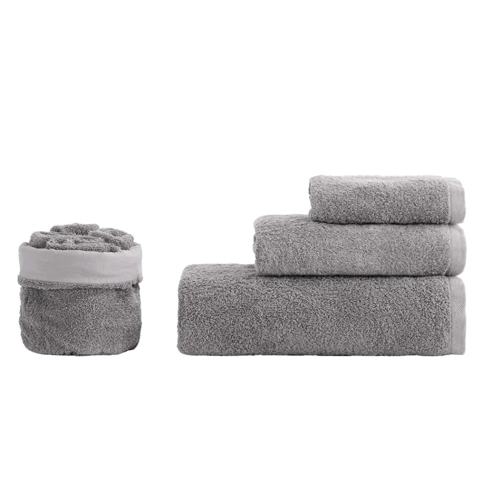 Conjunto de banheiro de 8 peças em tecido turco de algodão puro, tingido em todas as roupas - liso Viadurini