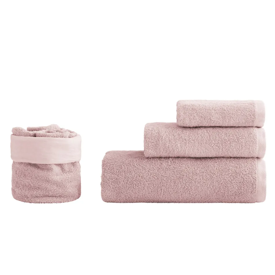 Conjunto de banheiro de 8 peças em tecido turco de algodão puro, tingido em todas as roupas - liso Viadurini