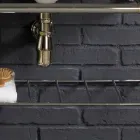 Conjunto de banho com console duplo de cerâmica branca na estrutura Linear Viadurini