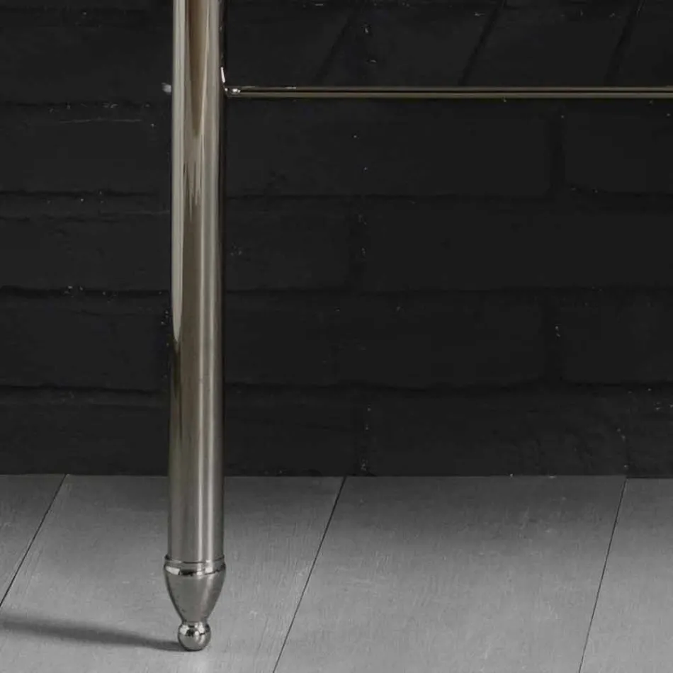 Conjunto de banho com console duplo de cerâmica branca na estrutura Linear Viadurini