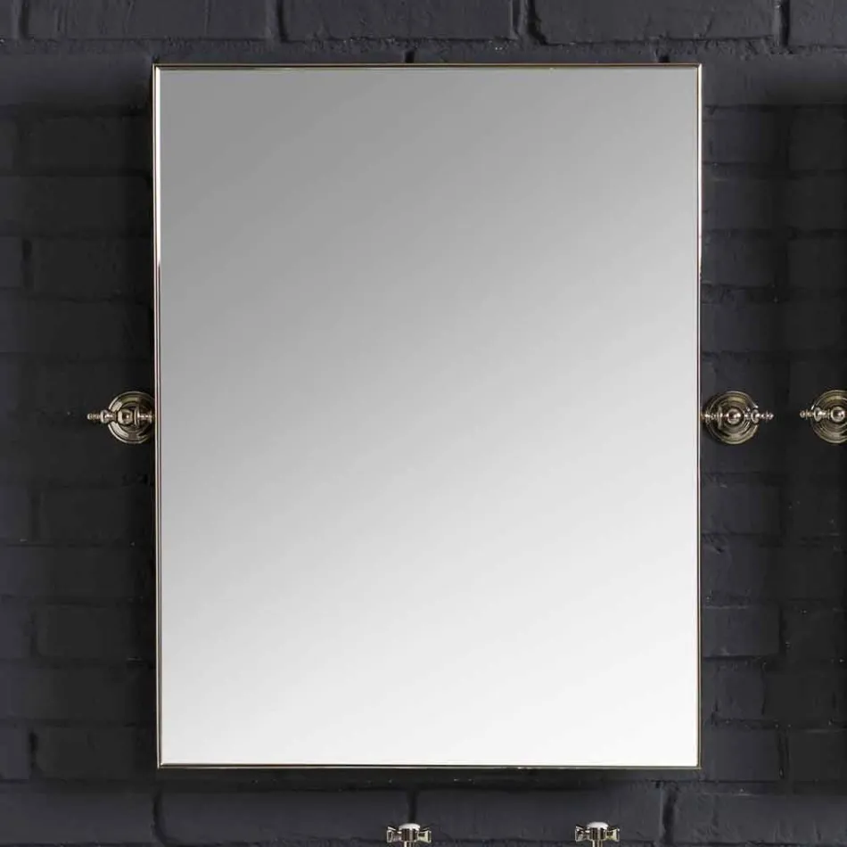 Conjunto de banho com console duplo de cerâmica branca na estrutura Linear Viadurini