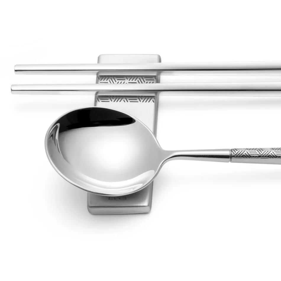 Conjunto Composto por Colher de Fruta, Pauzinhos e Descanso de Talheres com Origami - Osaka Viadurini